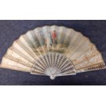 A Victorian French Duvelleroy hand-painted fan in a silk box Location: Porters