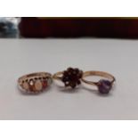 A 15ct gold ring with mystic topaz cabochon, total weight 2g, UK ring size N, together with two