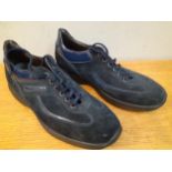 Versace-A pair of gents 'Versace 1969' blue suede shoes with blue patent leather ankle trim, size UK