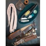 Mid 20th Century Boy Scouts accessories to include a woggle, 2 belts, mixed knives and a cap