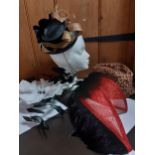 Three modern fascinators to include the milliners Laurence Leleux and Mad Hatter together with a