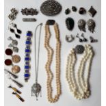 Early 20th Century and later costume jewellery to include a Norwegian silver gilt and enamelled