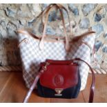 A vintage Polo Ralph Lauren two tone leather bag together with a large modern fashion bag in the