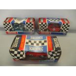 Three boxed Scalextric models to include Scalextric C4 Electra, C74 Healey, C69 Ferrari