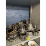 Mixed silver plate and metalware to include teapots, tankards and others, Location 9:2
