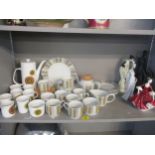 Retro table ware and ceramic figures to include a J G Meakin coffee set, Midwinter Sienna coffee