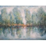 J.W. Mossop - Reflections, oil on board, 74cm x 56cm, signed lower right hand corner in a white