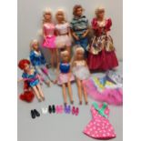 A group of 1980s-1990s Barbie dolls, a Ken doll stamped 1968 to the lower back and a smaller