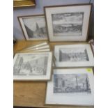 A group of ten framed and glazed scenes of London prints, one after Canaletto in the collection of