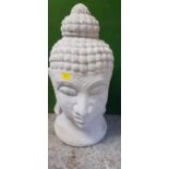A modern outdoor model of a Buddha's head, 70cm h, Location: G