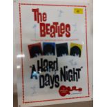 A reproduction wall sign advertising The Beatles - A Hard Days Night film, 40 x 30cm, Location: A2F