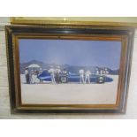 After Jack Vettriano - Bluebird at Bonneville - an oil painting on canvas laid on board, a copy