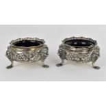 A pair of early Victorian silver salts by Francis David Dexter, London 1842, with lion mask headed