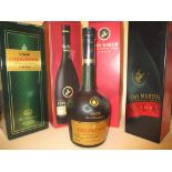 Four bottles of Cognac to include Courvoisier and Remy Martin