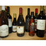 Ten mixed bottles to include Vouvray 1990, Claret Bordeaux and Peter Sichel, Cote du Rhone Belmont