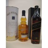 One bottle of Old Pulteney single malt and one bottle of Johnnie Walker black label, 70cl