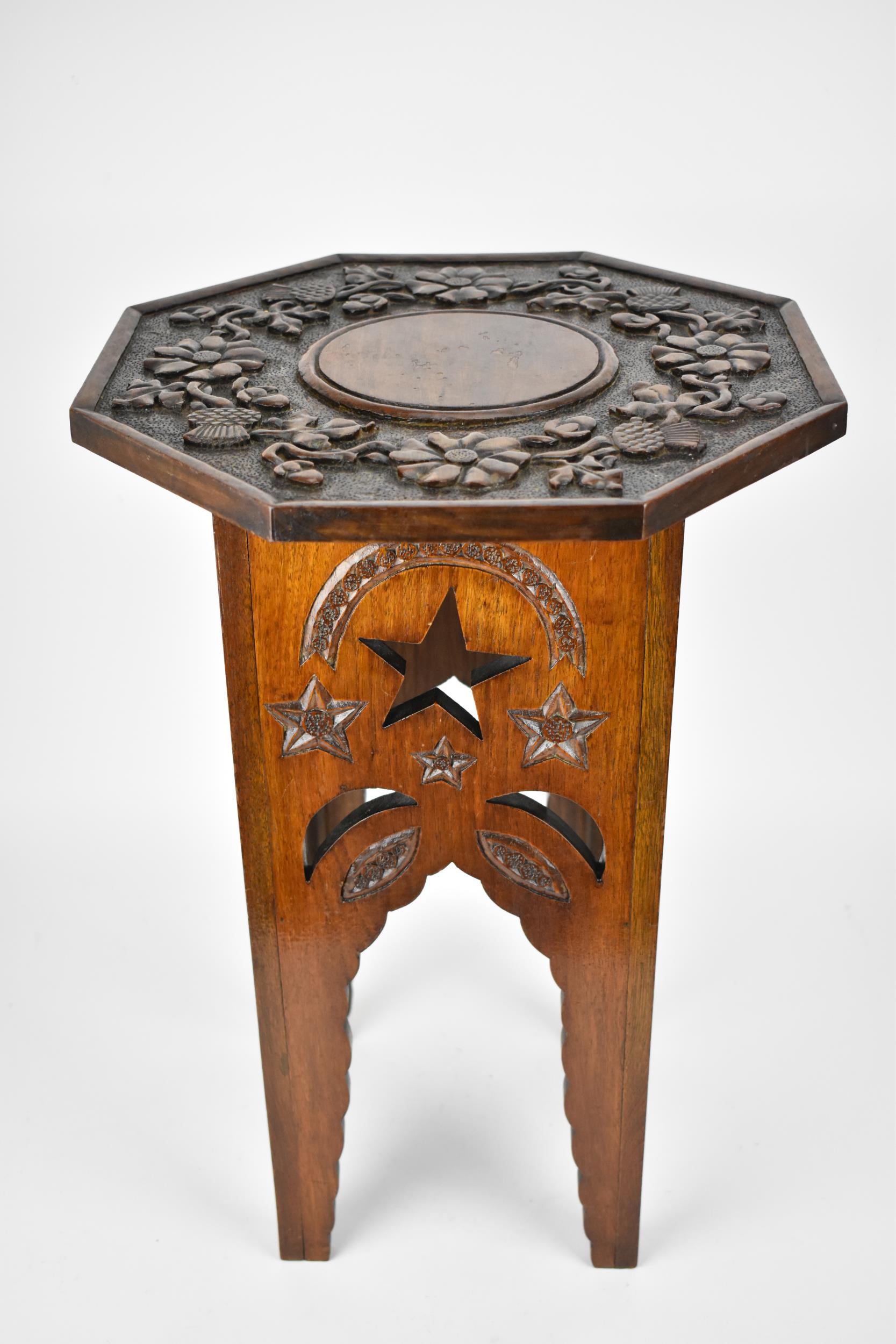 A late 19th century Anglo Indian Moorish octagonal and carved table