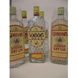 Six bottles of Gordon's Dry Gin, 1 litre