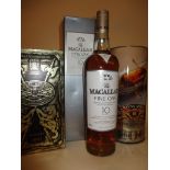 Three bottles of scotch whisky to include Macallan fine oak 10 year old, 700ml and two bottles of