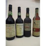 Three late bottle vintage ports to include Graham's 1987 and one bottle of Napoleon Grand Liqueur