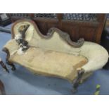 A Victorian mahogany show wood framed carved chaise longue A/F Location: G