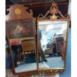 A 19th century Chippendale style wall mirror A/F, together with a gilt wall mirror of similar