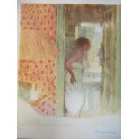 Bernard Dunston - a limited edition print depicting a lady with a towel wrapped round her, signed to