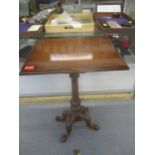 A Victorian walnut carved pedestal table with carved ornament. Location:A1B