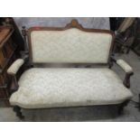 A Victorian ebonized and burr walnut two-seater salon sofa A/F Location:G