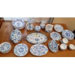 A Meissen blue and white onion pattern dinner service comprising approx 31 pieces, along with a