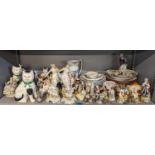 Mixed ceramics and figures to include Capodimonte, Royal Copenhagen A/F, models of cats and