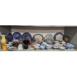 Ceramics to include a Wedgwood teaset, collectables, a 19th century sauce tureen, plates, blue and