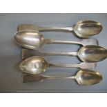 Irish and Scottish silver teaspoons, a set of three fiddle pattern Irish examples, 94g Location: