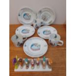 Wedgwood Peter Rabbit nursery plates and cups A/F together with a Snow White and 7 dwarfs china