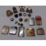 Seven vintage lighters to include Consul, four miniature clocks, gents, fashion rings and other
