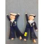 A pair of Norah Welling cloth sailor boy dolls, circa 1960, with Highland Brigade to their hats,