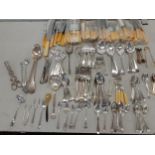 Silver plated flatware and cutlery to include a pair of basting spoons, various spoons and forks