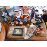 Models of indoor gnomes and composition animals, a collection of Action figures and Disney models to