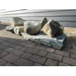 A quantity of large garden ornamental stones and a large sheet of slate Location:Shutter