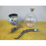 Collectables to include a cigar cutter on a horn handle, a Carton ware vase, a wasp catcher and