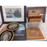 Mixed prints and pine photograph/picture frames together with a pair of oval prints depicting