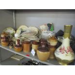A mixed lot to include Doulton stoneware, cigarette cards, mantel clock, boxed collectors plates,