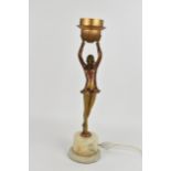 An Art Deco style lamp after 'Ball girl' by Joseph Lorenzel, modelled as a dancer holding the