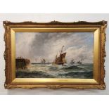 19th century British school, maritime themed painting, depicting ships