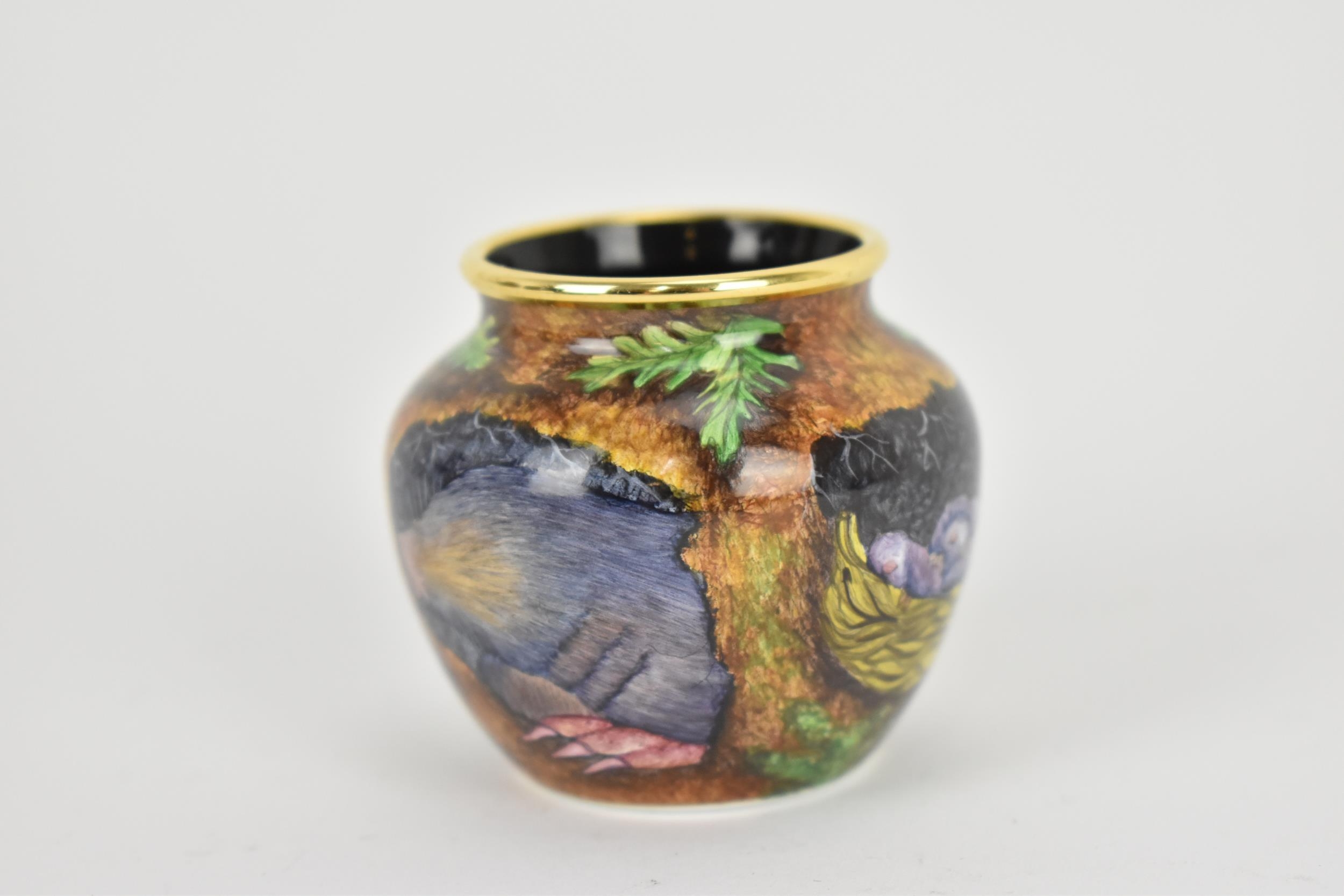 A Moorcroft Enamels Ltd limited edition miniature baluster vase, painted by Faye Williams, 'Mole', - Image 2 of 5