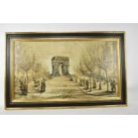 Ben Maile (1922-2017) 'Arc de Triomphe' , oil on board, signed L L, 56cm x 100cm, framed
