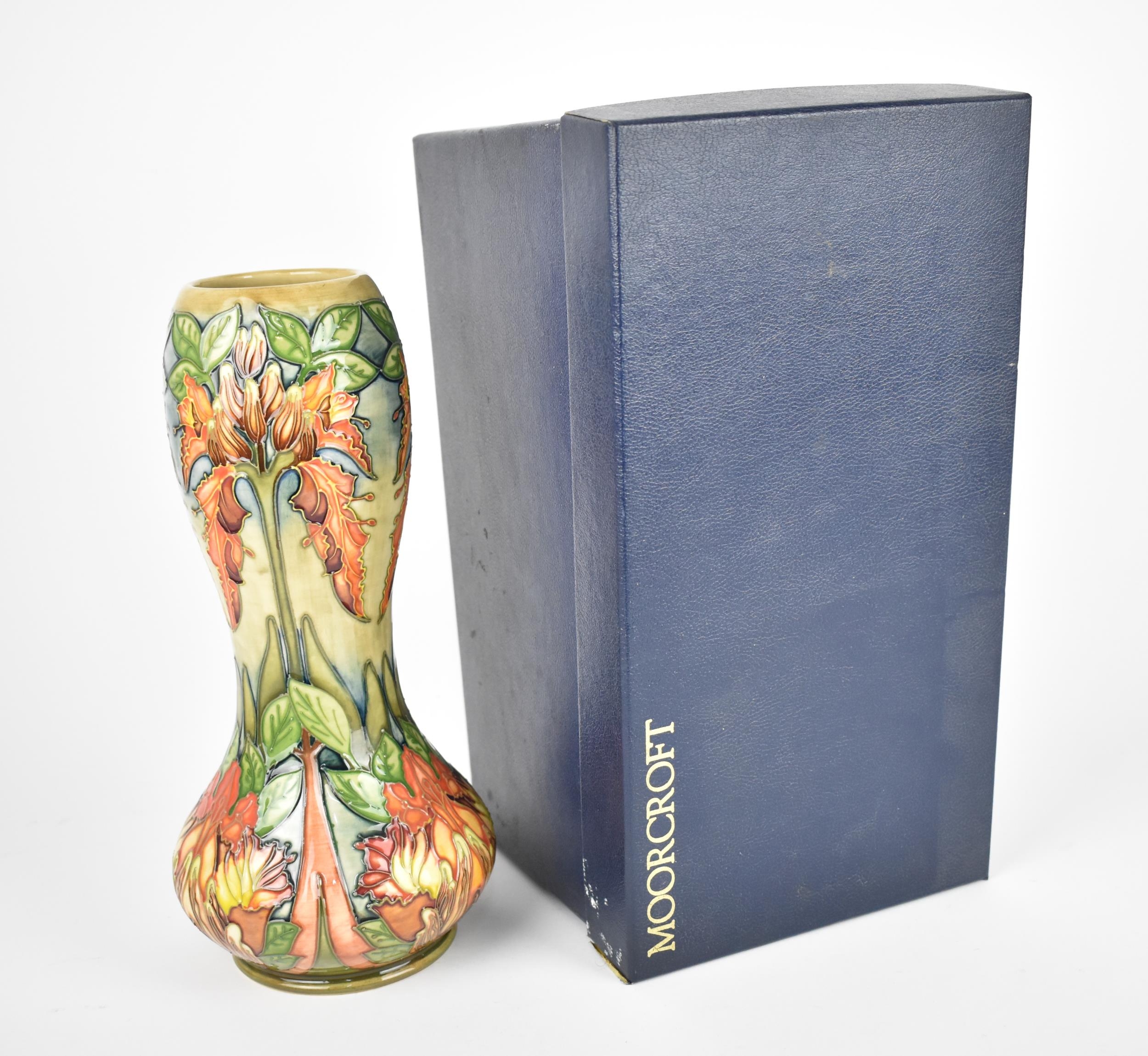 A Moorcroft pottery 'Flame of the Forest' vase designed by Philip Gibson, 1997, of waisted form, the - Image 6 of 6