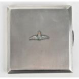 A George VI silver and enamel cigarette case by H C Freeman Ltd, London 1937, of square shape with