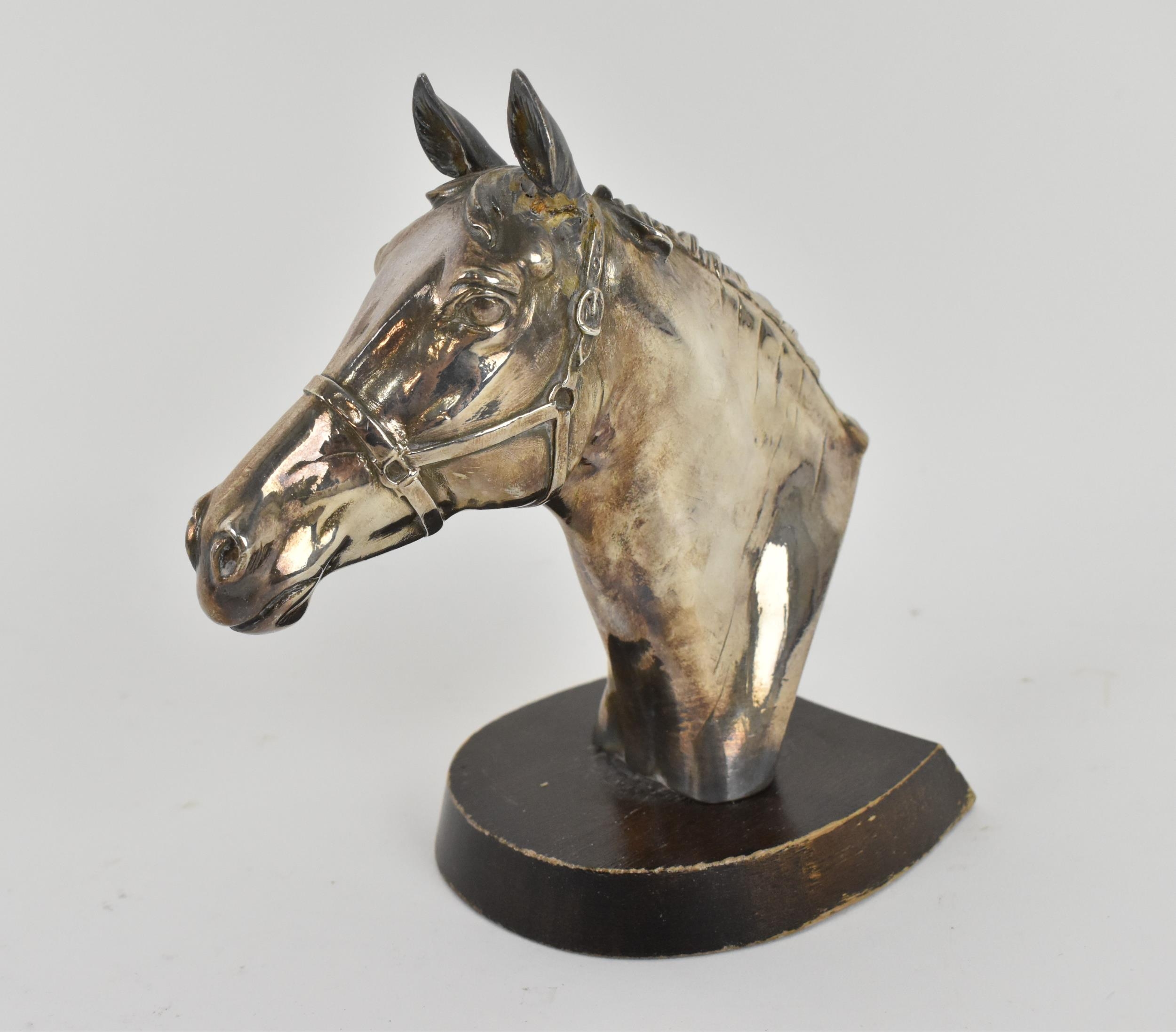 A late 20th century loaded silver model of a horse's head by Donald Brindley, Sheffield 1987,