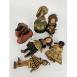 Four early 20th century small dolls to include a porcelain headed example, stamped France 60 71 140,
